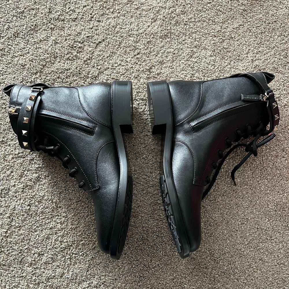 Valentino Garavani Black Studded Combat Boots - Picture 10 of 16